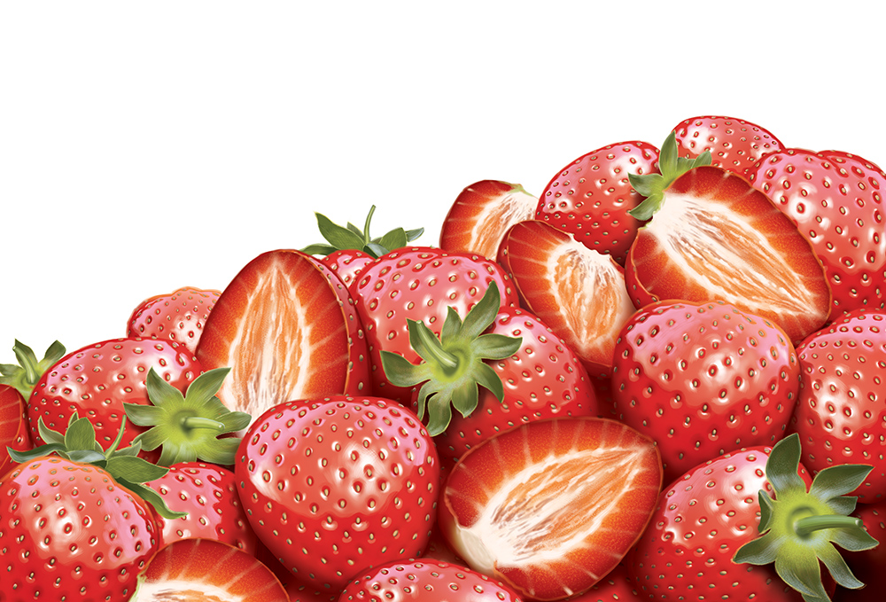 Illustration of a pile of strawberries